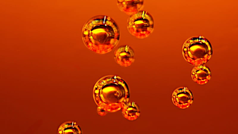 3D Balls Orange Metalic Abstract, HD wallpaper