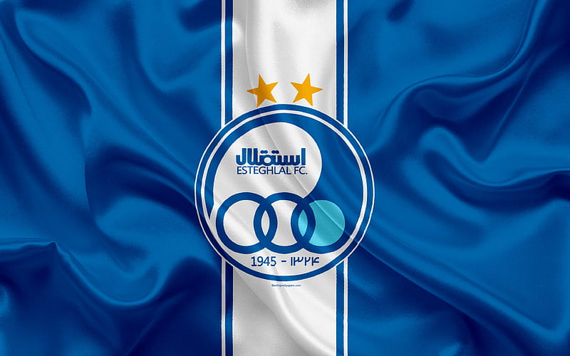 Esteghlal FC silk texture, logo, emblem, blue silk flag, Iranian football club, Tehran, Iran, football, Persian Gulf Pro League, HD wallpaper