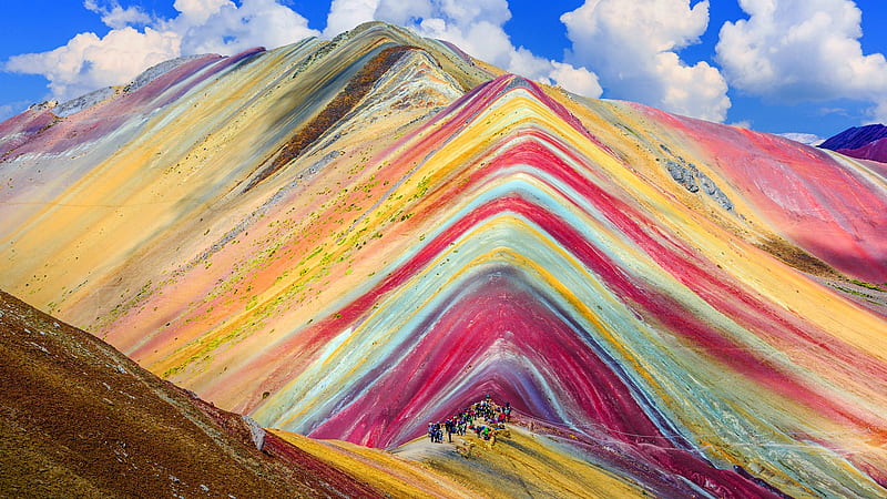 The Colorful Vinicunca Rainbow Mountains, Peru, colorful, nature, peru, mountains, HD wallpaper