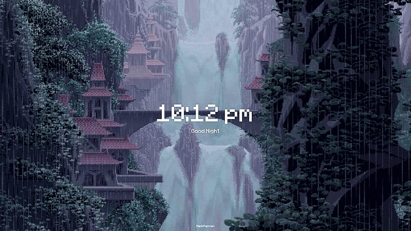 timing, pm, time, digital, waterfall, set, night, HD wallpaper