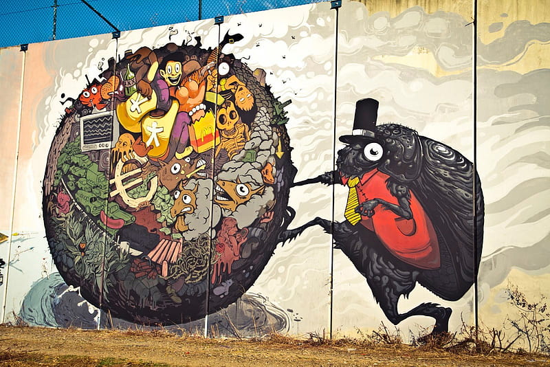 Beetle, galicia, nas, del, graffiti, spain, HD wallpaper