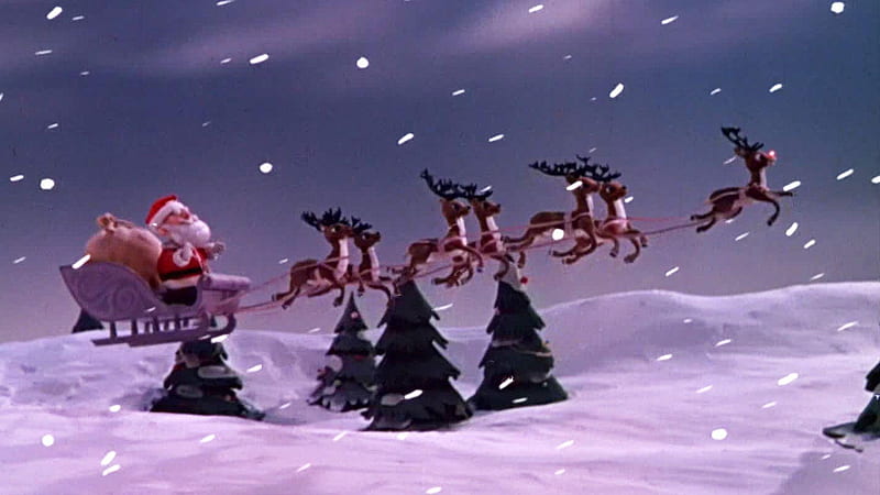 Santa And Reindeer, Reindeer, Clause, Santa, Rudolph, HD wallpaper