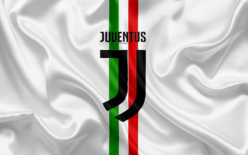 FC Juventus, Italy, football, new Juventus emblem, Turin, Serie A, white silk, Italian flag, HD wallpaper
