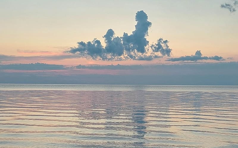 Calm Baltic Sea, clouds, Latvia, sea, calm, Baltic, HD wallpaper