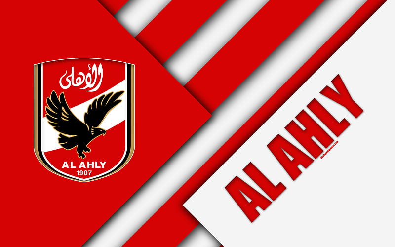 Al Ahly SC, Egyptian football club logo, material design, red white abstraction, Cairo, Egypt, football, Etisalat Egyptian Premier League, HD wallpaper