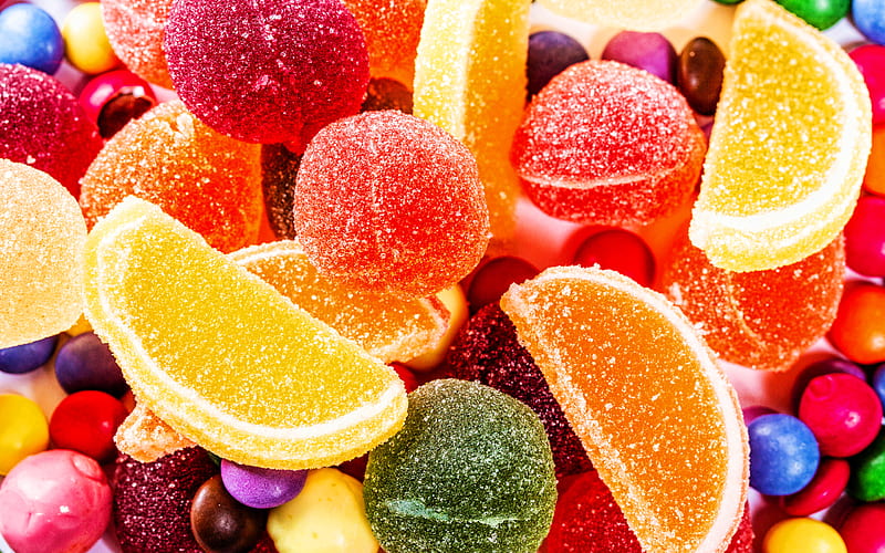 multicolor marmalade texture, colorful marmalade, macro, candies, sweets, colorful candy texture, candies textures, colorful backgrounds, marmalade, HD wallpaper
