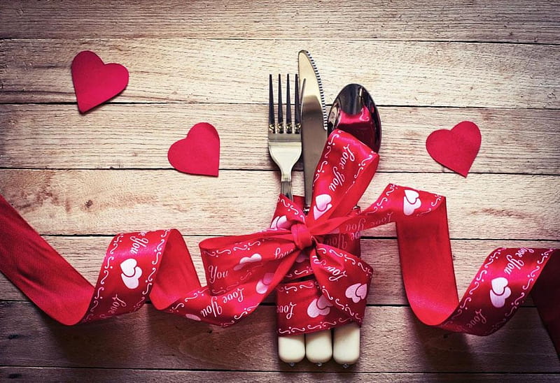 ❤, red, love, cutlery, heart, HD wallpaper