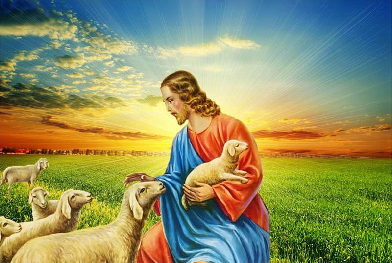 Jesus good shepherd, christ, sheep, jesus, love, shepherd, god, HD wallpaper