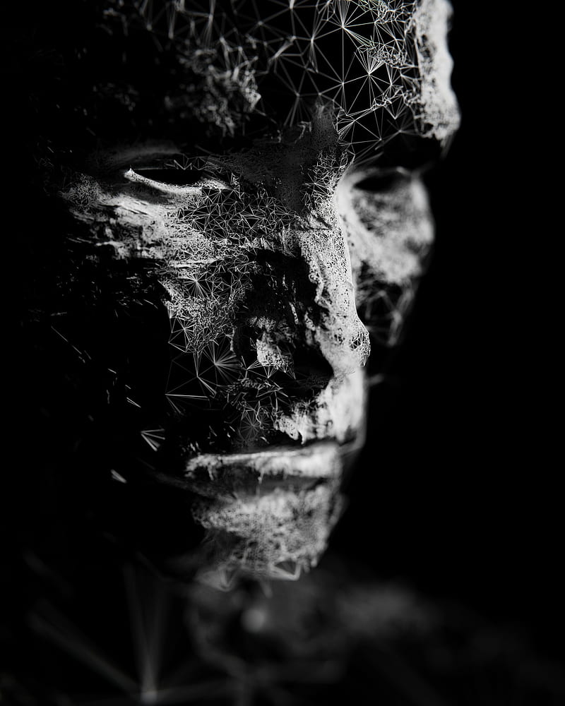 Face Destroyed, 3d, abstract, broken, cracked, man, HD phone wallpaper
