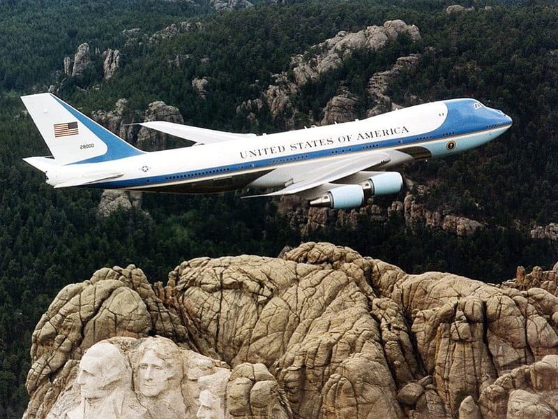 Untitled , mount rushmore, 747, aeroplane, air force one, HD wallpaper
