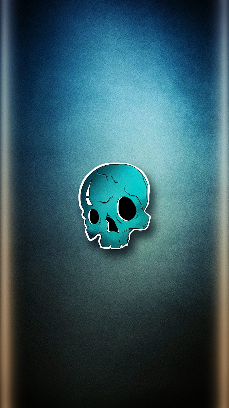 Skull, blue, edge style, s7, silver, HD phone wallpaper