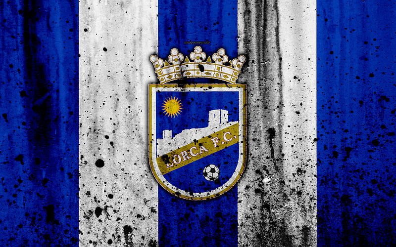 FC Lorca, grunge, Segunda Division, art, soccer, football club, Spain, Lorca, logo, LaLiga2, stone texture, Lorca FC, HD wallpaper