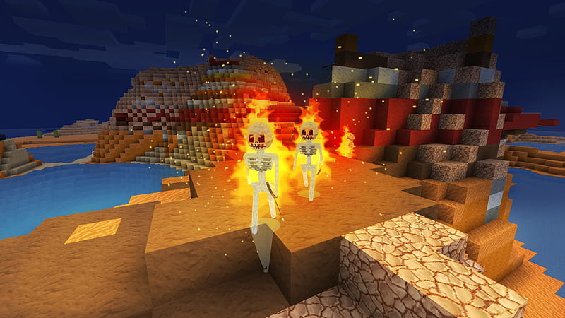 Skeletons On Fire !! in Minecraft Clone Game Realmcraft, gaming, playgames, mobile games, pixel games, realmcraft, sandbox, minecraft, games action, game, minecrafters, pixel art, open world game, art, 3d building games, fun, pixel, adventure, building, 3d, mobile, minecraft, HD wallpaper