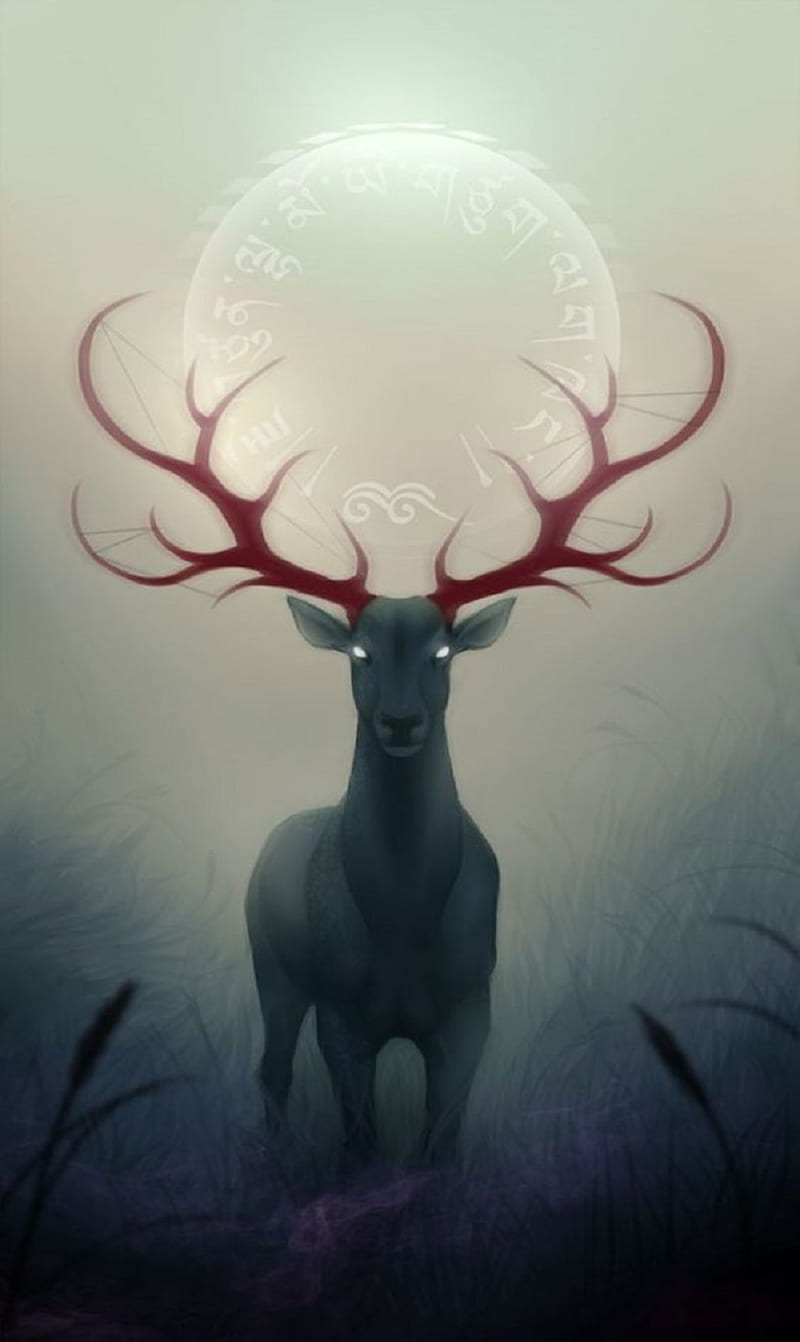 celtic deer, antlers, celtic, deer, fantasy, HD phone wallpaper