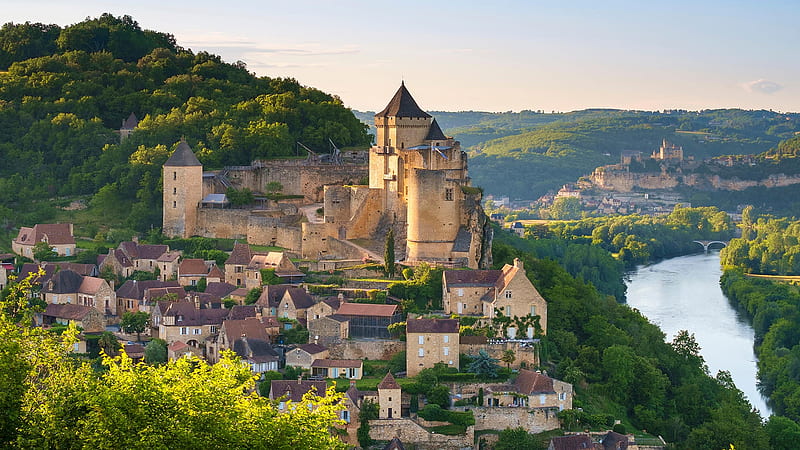 Towns, Town, Architecture, Fortress, France, Mountain, River, HD wallpaper