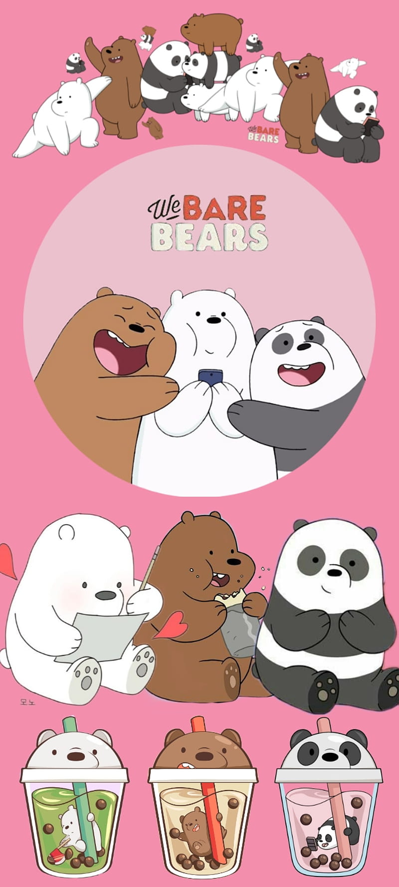 We Bare Bears, pink, cartoon, cute, soft, HD phone wallpaper | Peakpx