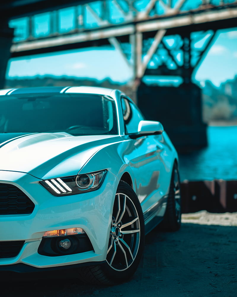 Ford mustang, headlight, front view, wheels, HD phone wallpaper | Peakpx