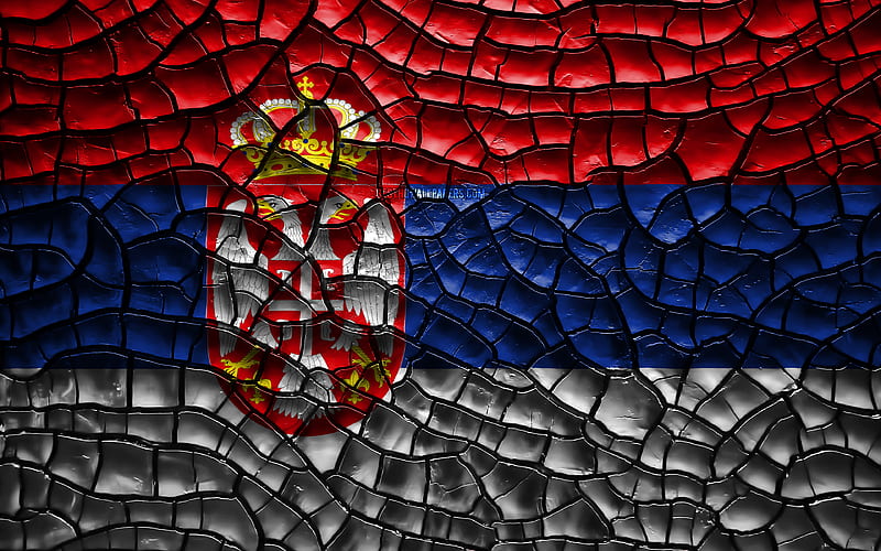 Flag of Serbia cracked soil, Europe, Serbian flag, 3D art, Serbia, European countries, national symbols, Serbia 3D flag, HD wallpaper
