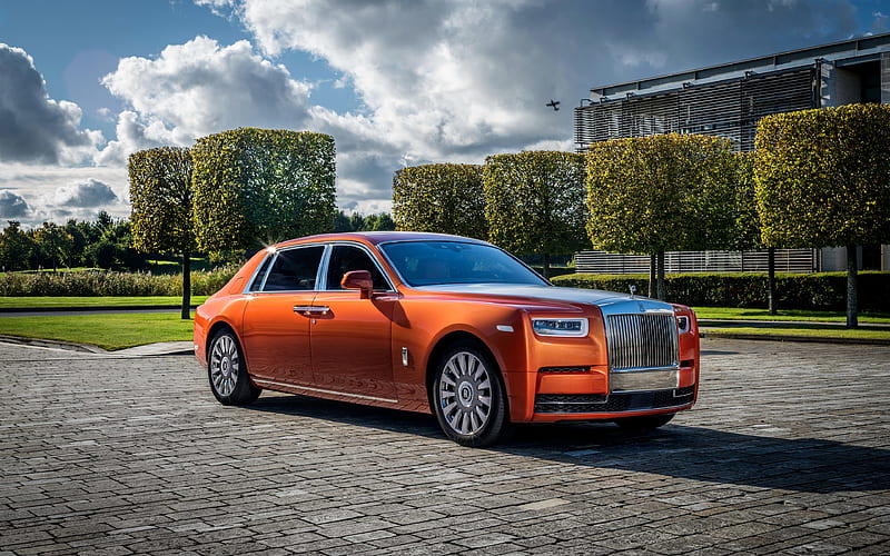 Rolls-Royce Phantom EWB, 2017 cars, tuning, orange Phantom, Rolls-Royce, HD wallpaper