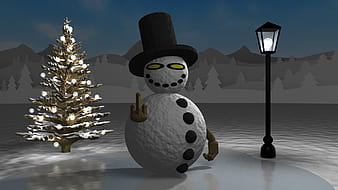 evil snowman gif