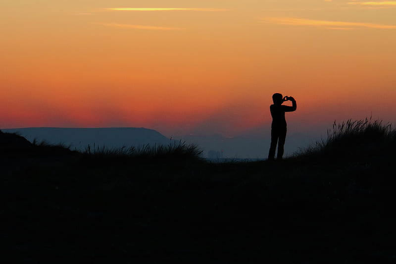 silhouette of person taking during sundown, HD wallpaper