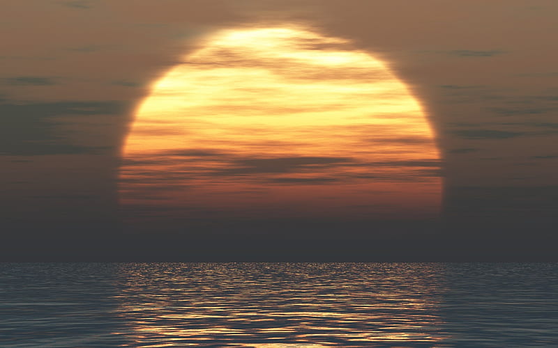 Sunset Sea, sunset, sea, nature, HD wallpaper