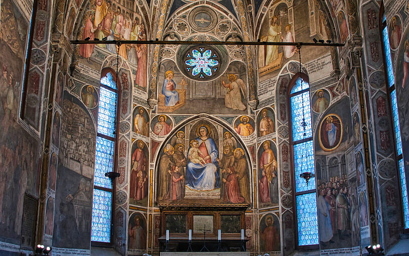 Basilica in Padua, Italy, Italy, Mary, church, fresco, HD wallpaper