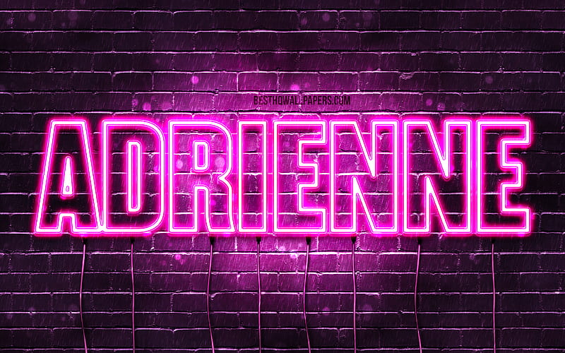 Adrienne with names, female names, Adrienne name, purple neon lights, Happy Birtay Adrienne, with Adrienne name, HD wallpaper