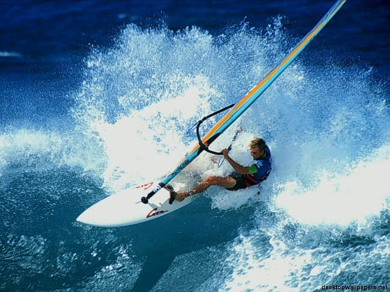 Surfing With The Wind, wind surfing, surfing, wind, ocean, HD wallpaper
