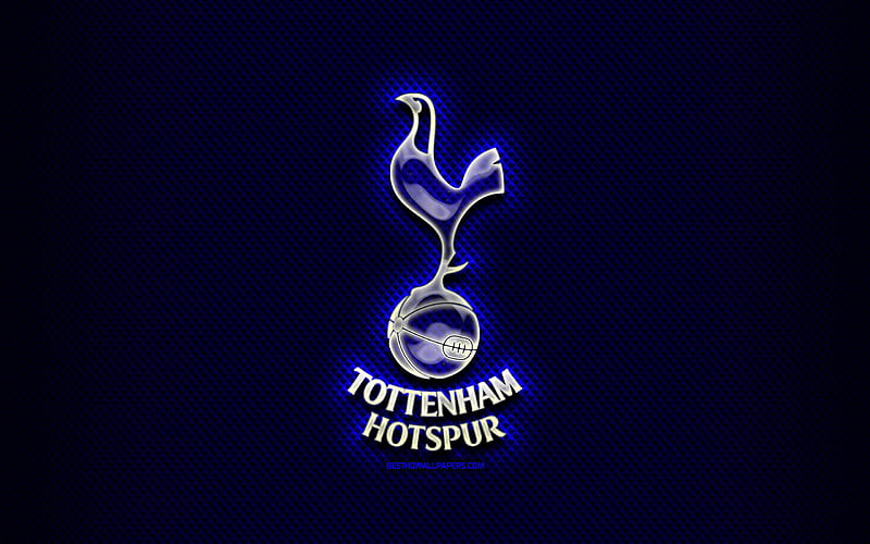Tottenham Hotspur Fc Glass Logo Blue Rhombic Background Premier League Soccer Hd Wallpaper Peakpx