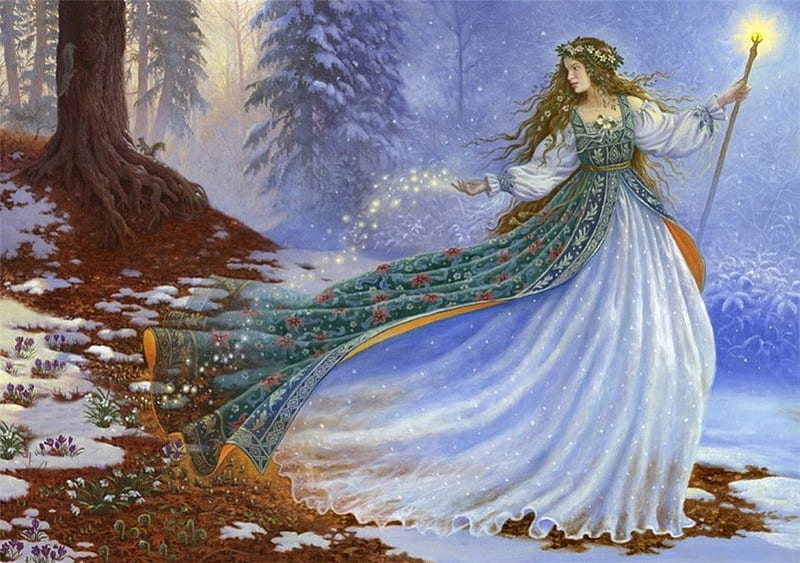 WINTER FAIRY, fairy tale, snow, fairy, winter, HD wallpaper