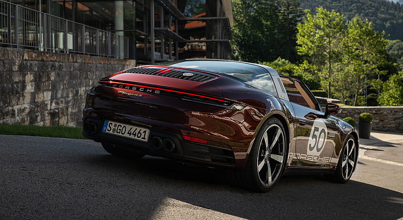 2021 Porsche 911 Targa 4S Heritage Design Edition (Color: Cherry Metallic) - Rear Three-Quarter , car, HD wallpaper 2021 Porsche 911 Targa 4S Heritage Design Edition (Color: Cherry Metallic) - Rear Three-Quarter , car, HD wallpaper
