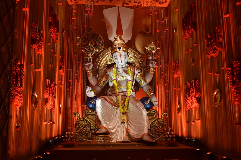 gold and red hindu deity figurine, HD wallpaper