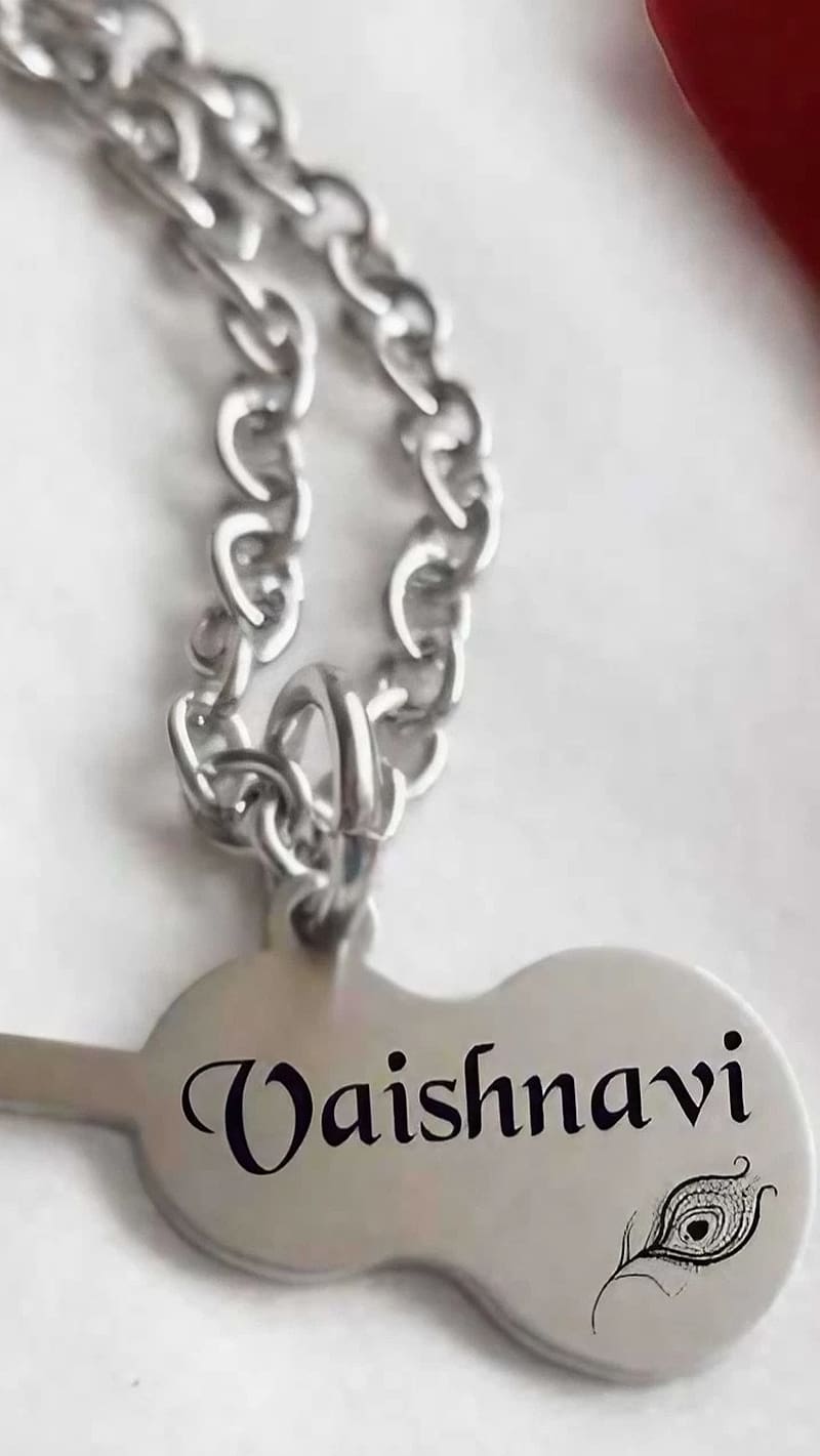 Vaishnavi Name, Silver Guitar Locket, HD phone wallpaper