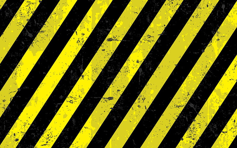 yellow black grunge texture, construction texture, construction background, yellow black lines, grunge art, HD wallpaper