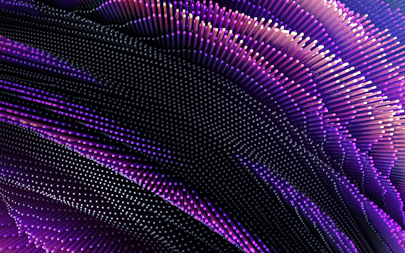 3D abstract waves violet background, 3D waves texture, violet waves, 3D textures, artwork, abstract waves, HD wallpaper