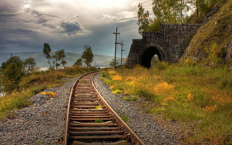 Old railway track, track, road, rail, HD wallpaper