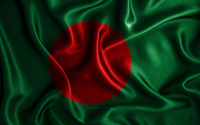 Bangladeshi flag silk wavy flags, Asian countries, national symbols, Flag of Bangladesh, fabric flags, Bangladesh flag, 3D art, Bangladesh, Asia, Bangladesh 3D flag, HD wallpaper