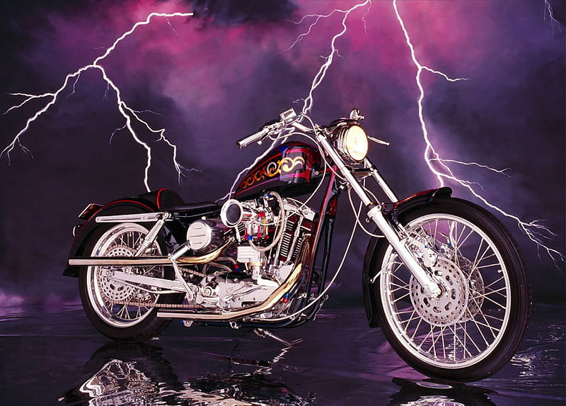 Lightning Harley, lightning, motor, custom, bike, harley, HD