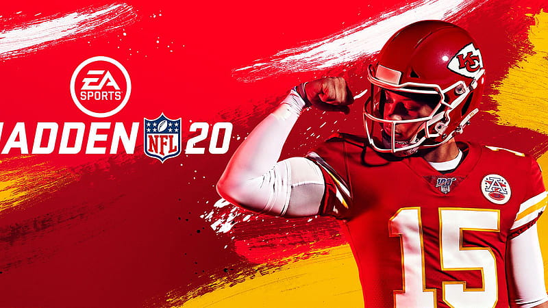 patrick mahomes is showing arms in red background wearing red sports dress and helmet sports-, HD wallpaper