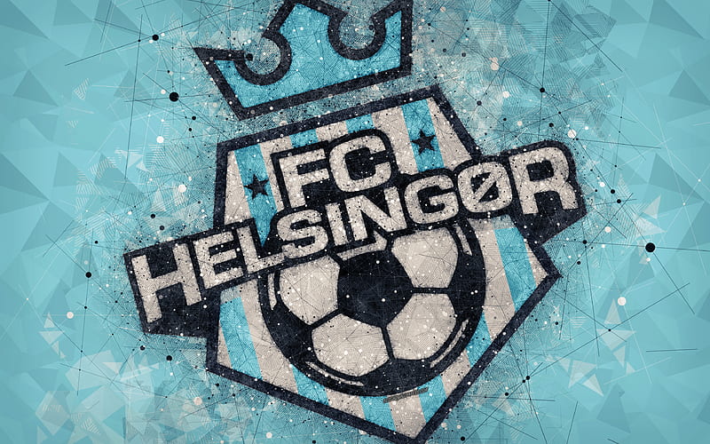 FC Helsingor logo, geometric art, Danish football club, blue background, Danish Superliga, Helsingor, Denmark, football, HD wallpaper