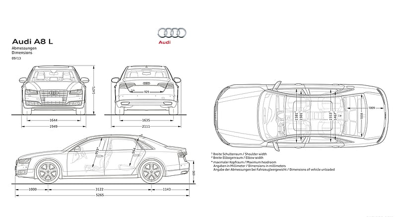 2014 Audi A8 L W12 6.3 FSI quattro - Dimensions , car, HD wallpaper