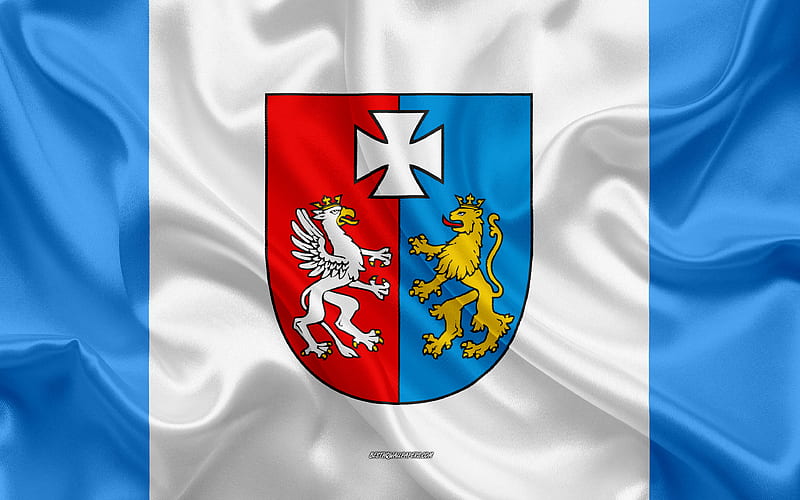 Flag of Podkarpackie Voivodeship, silk flag, silk texture, Poland, Podkarpackie Voivodeship, Voivodeships of Poland, province of Poland, HD wallpaper