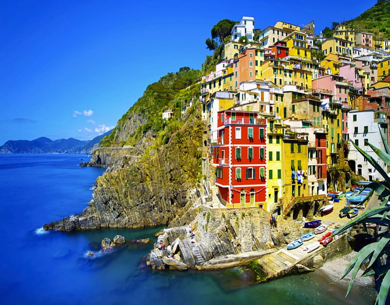 Riomaggiore, Italy, architecture, houses, cityscapes, riomaggiore, mountins, italy, HD wallpaper