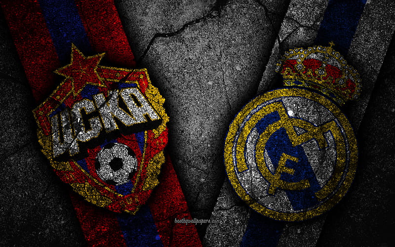 CSKA Moscow vs Real Madrid, Champions League, Group Stage, Round 2, creative, CSKA Moscow FC, Real Madrid FC, black stone, HD wallpaper