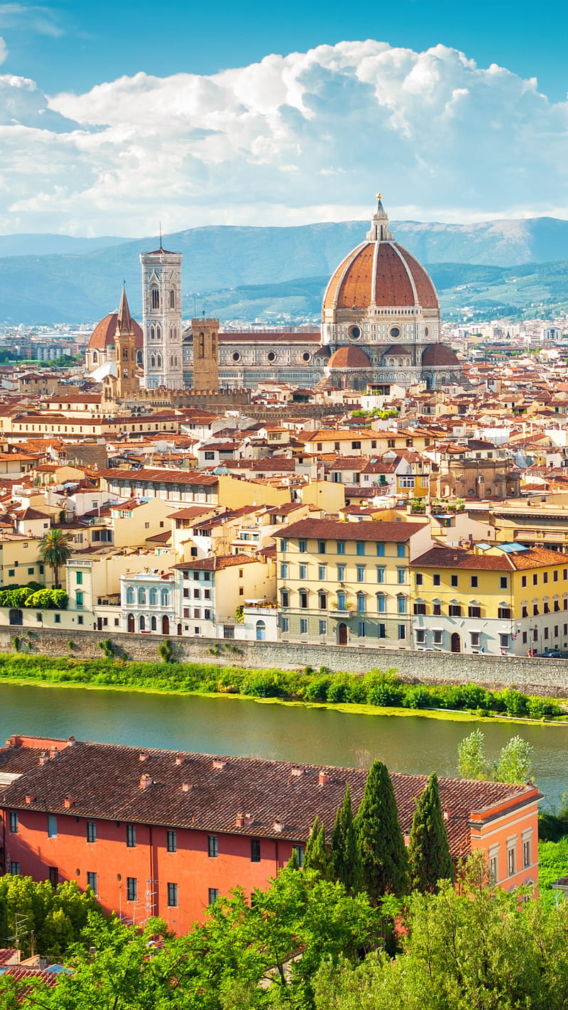 Florence , cityscape, city, italy, cathedral, river, HD phone wallpaper