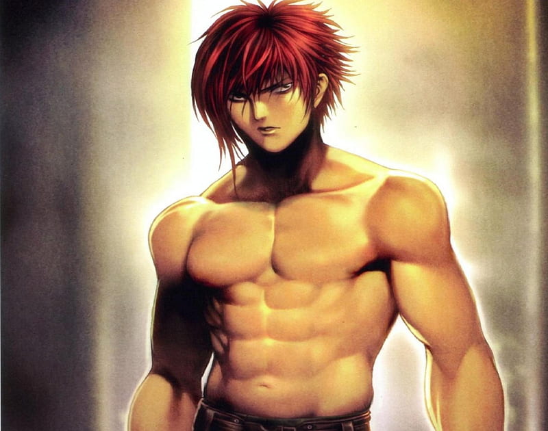 Baki The Grappler, grappler baki, male, fighter, shirtless, red hair, baki, baki hanma, anime, muscles, hanma baki, HD wallpaper