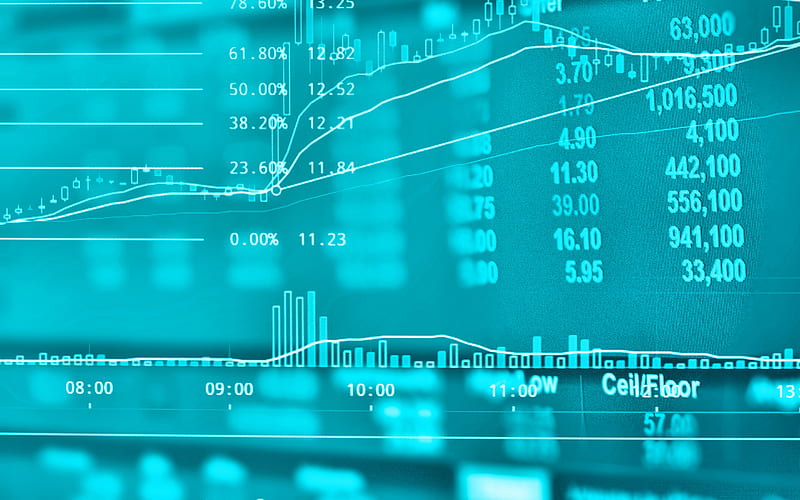 financial exchanges, business, finance, blue background with graphs, money, financial exchanges background, HD wallpaper