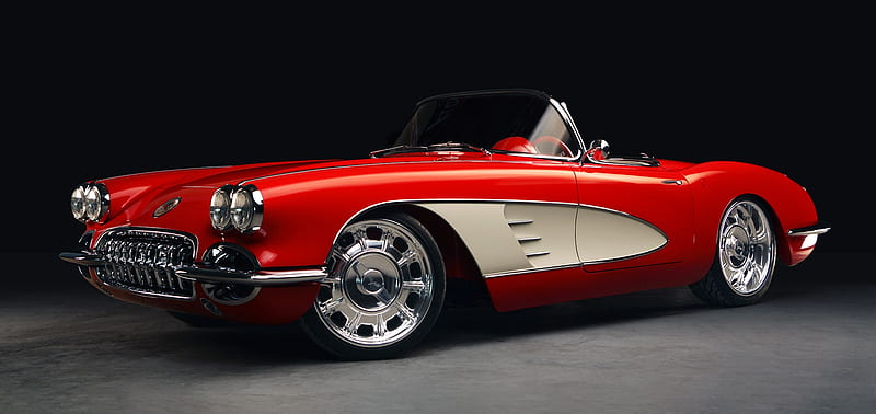 1960 Corvette, red, corvette, car, chevrolet, chevy, american, fast, HD wallpaper