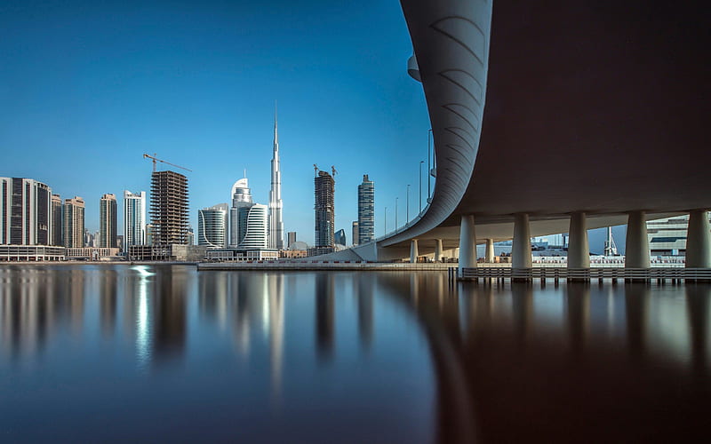 Dubai, skyscrapers, Burj Al Arab, bridge, downtown, United Arab Emirates, HD wallpaper